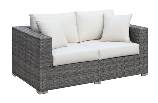 SOMANI Light Gray Wicker/Ivory Cushion Love Seat w/ 2 Pillows - Premium Loveseat from FOA East - Just $865.80! Shop now at Furniture Wholesale Plus  We are the best furniture store in Nashville, Hendersonville, Goodlettsville, Madison, Antioch, Mount Juliet, Lebanon, Gallatin, Springfield, Murfreesboro, Franklin, Brentwood