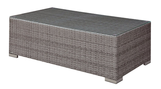 SOMANI Light Gray Wicker/Ivory Cushion Coffee Table - Premium Outdoor Accessories from FOA East - Just $304.20! Shop now at Furniture Wholesale Plus  We are the best furniture store in Nashville, Hendersonville, Goodlettsville, Madison, Antioch, Mount Juliet, Lebanon, Gallatin, Springfield, Murfreesboro, Franklin, Brentwood