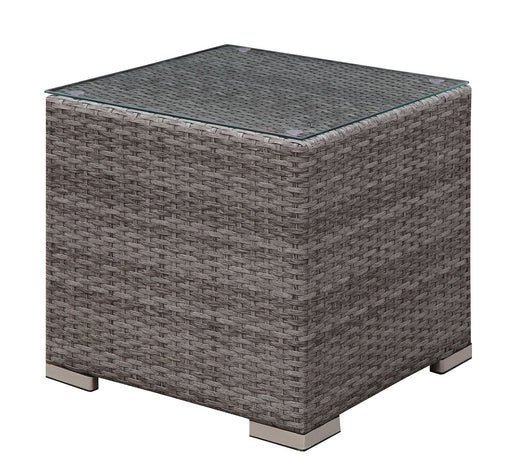 SOMANI Light Gray Wicker/Ivory Cushion End Table - Premium Outdoor Accessories from FOA East - Just $163.80! Shop now at Furniture Wholesale Plus  We are the best furniture store in Nashville, Hendersonville, Goodlettsville, Madison, Antioch, Mount Juliet, Lebanon, Gallatin, Springfield, Murfreesboro, Franklin, Brentwood