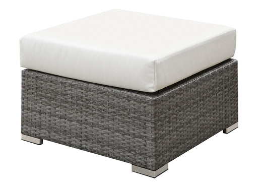 SOMANI Light Gray Wicker/Ivory Cushion Small Ottoman - Premium Outdoor Seating from FOA East - Just $234! Shop now at Furniture Wholesale Plus  We are the best furniture store in Nashville, Hendersonville, Goodlettsville, Madison, Antioch, Mount Juliet, Lebanon, Gallatin, Springfield, Murfreesboro, Franklin, Brentwood