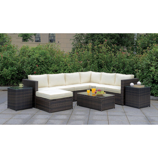 Ilona Brown/Beige U-Sectional + Coffee Table + 2 End Table - Premium Outdoor Seating from FOA East - Just $2379! Shop now at Furniture Wholesale Plus  We are the best furniture store in Nashville, Hendersonville, Goodlettsville, Madison, Antioch, Mount Juliet, Lebanon, Gallatin, Springfield, Murfreesboro, Franklin, Brentwood