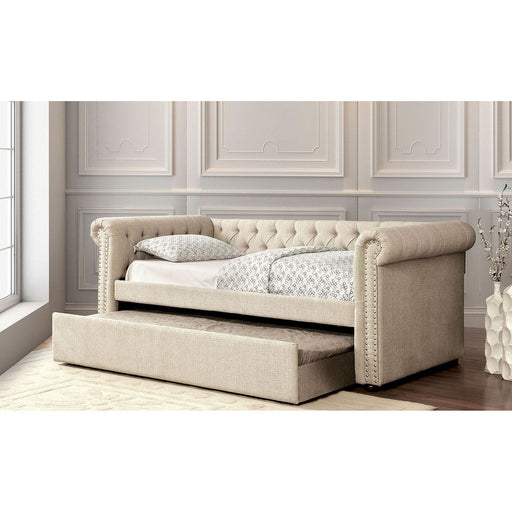 LEANNA Beige Twin Daybed w/ Trundle, Beige - Premium Daybed w/ Trundle from FOA East - Just $984.75! Shop now at Furniture Wholesale Plus  We are the best furniture store in Nashville, Hendersonville, Goodlettsville, Madison, Antioch, Mount Juliet, Lebanon, Gallatin, Springfield, Murfreesboro, Franklin, Brentwood