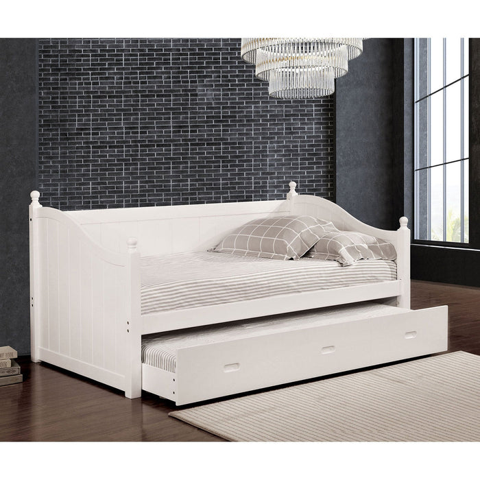 WALCOTT White Daybed w/ Twin Trundle, White - Premium Daybed w/ Trundle from FOA East - Just $655.20! Shop now at Furniture Wholesale Plus (Nashville,TN)  We are the best furniture store in Nashville, Hendersonville, Goodlettsville, Madison, Antioch, Mount Juliet, Lebanon, Gallatin, Springfield, Murfreesboro, Franklin, Brentwood
