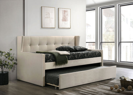 PIRENE Twin Daybed w/ Trundle, Beige - Premium Daybed from FOA East - Just $540.15! Shop now at Furniture Wholesale Plus  We are the best furniture store in Nashville, Hendersonville, Goodlettsville, Madison, Antioch, Mount Juliet, Lebanon, Gallatin, Springfield, Murfreesboro, Franklin, Brentwood