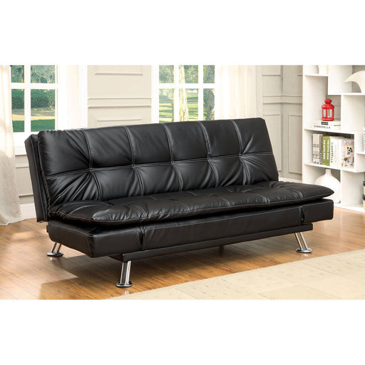 HAUSER II Black/Chrome Futon Sofa, Black - Premium Sofa from FOA East - Just $559.65! Shop now at Furniture Wholesale Plus  We are the best furniture store in Nashville, Hendersonville, Goodlettsville, Madison, Antioch, Mount Juliet, Lebanon, Gallatin, Springfield, Murfreesboro, Franklin, Brentwood