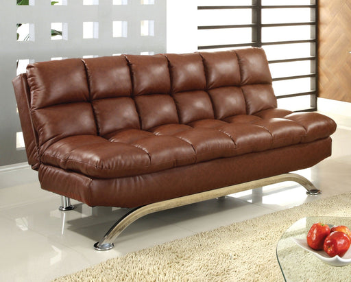 Aristo Saddle Brown Leatherette Futon Sofa, Saddle Brown - Premium Sofa from FOA East - Just $514.80! Shop now at Furniture Wholesale Plus  We are the best furniture store in Nashville, Hendersonville, Goodlettsville, Madison, Antioch, Mount Juliet, Lebanon, Gallatin, Springfield, Murfreesboro, Franklin, Brentwood