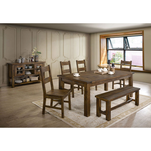 Kristen Rustic Oak 6 Pc. Dining Table Set w/ Bench - Premium Dining Room Set from FOA East - Just $1197.30! Shop now at Furniture Wholesale Plus  We are the best furniture store in Nashville, Hendersonville, Goodlettsville, Madison, Antioch, Mount Juliet, Lebanon, Gallatin, Springfield, Murfreesboro, Franklin, Brentwood