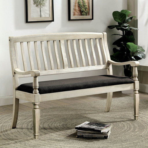 Georgia Antique White/Gray Love Seat Bench - Premium Bench from FOA East - Just $325.65! Shop now at Furniture Wholesale Plus  We are the best furniture store in Nashville, Hendersonville, Goodlettsville, Madison, Antioch, Mount Juliet, Lebanon, Gallatin, Springfield, Murfreesboro, Franklin, Brentwood