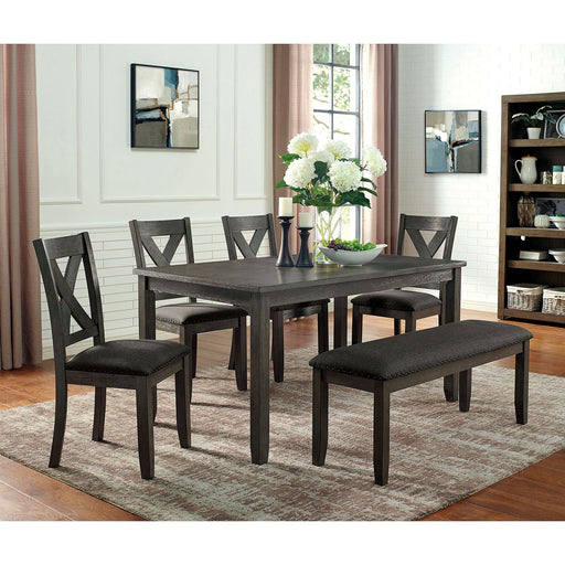 CILGERRAN 6 Pc. Dining Table Set w/ Bench - Premium Dining Room Set from FOA East - Just $914.55! Shop now at Furniture Wholesale Plus  We are the best furniture store in Nashville, Hendersonville, Goodlettsville, Madison, Antioch, Mount Juliet, Lebanon, Gallatin, Springfield, Murfreesboro, Franklin, Brentwood