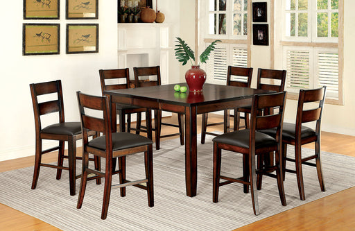 DICKINSON II Dark Cherry 8 Pc. Counter Ht. Dining Table Set w/ Bench - Premium Dining Room Set from FOA East - Just $1482! Shop now at Furniture Wholesale Plus  We are the best furniture store in Nashville, Hendersonville, Goodlettsville, Madison, Antioch, Mount Juliet, Lebanon, Gallatin, Springfield, Murfreesboro, Franklin, Brentwood