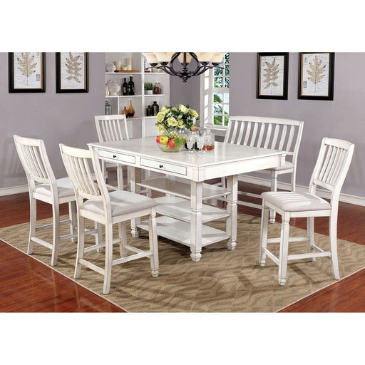 Kaliyah Antique White 6 Pc. Dining Table Set w/ Bench - Premium Dining Room Set from FOA East - Just $1411.80! Shop now at Furniture Wholesale Plus  We are the best furniture store in Nashville, Hendersonville, Goodlettsville, Madison, Antioch, Mount Juliet, Lebanon, Gallatin, Springfield, Murfreesboro, Franklin, Brentwood