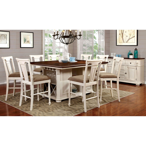 SABRINA Off White/Cherry 7 Pc.  Counter Ht. Dining Table Set - Premium Dining Room Set from FOA East - Just $2349.75! Shop now at Furniture Wholesale Plus  We are the best furniture store in Nashville, Hendersonville, Goodlettsville, Madison, Antioch, Mount Juliet, Lebanon, Gallatin, Springfield, Murfreesboro, Franklin, Brentwood
