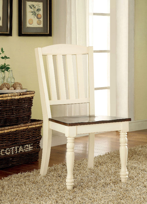HARRISBURG Vintage White/Dark Oak Side Chair (2/CTN) - Premium Dining Chair from FOA East - Just $280.80! Shop now at Furniture Wholesale Plus  We are the best furniture store in Nashville, Hendersonville, Goodlettsville, Madison, Antioch, Mount Juliet, Lebanon, Gallatin, Springfield, Murfreesboro, Franklin, Brentwood
