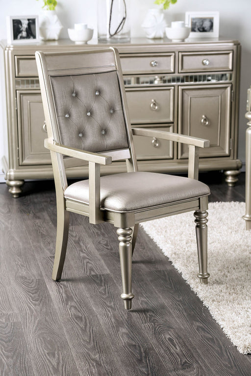 Xandra Champagne Arm Chair (2/CTN) - Premium Dining Chair from FOA East - Just $351! Shop now at Furniture Wholesale Plus  We are the best furniture store in Nashville, Hendersonville, Goodlettsville, Madison, Antioch, Mount Juliet, Lebanon, Gallatin, Springfield, Murfreesboro, Franklin, Brentwood