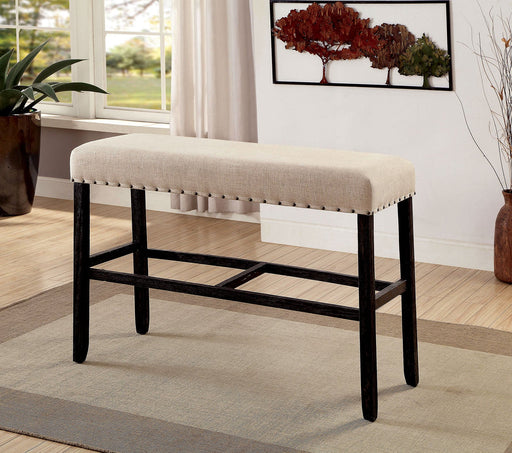SANIA II Antique Black/Beige Bar Ht. Bench - Premium Bench from FOA East - Just $165.75! Shop now at Furniture Wholesale Plus  We are the best furniture store in Nashville, Hendersonville, Goodlettsville, Madison, Antioch, Mount Juliet, Lebanon, Gallatin, Springfield, Murfreesboro, Franklin, Brentwood