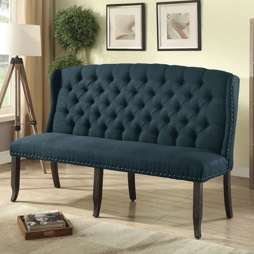 Sania III Blue 3-Seater Love Seat Bench, Blue - Premium Bench from FOA East - Just $514.80! Shop now at Furniture Wholesale Plus  We are the best furniture store in Nashville, Hendersonville, Goodlettsville, Madison, Antioch, Mount Juliet, Lebanon, Gallatin, Springfield, Murfreesboro, Franklin, Brentwood