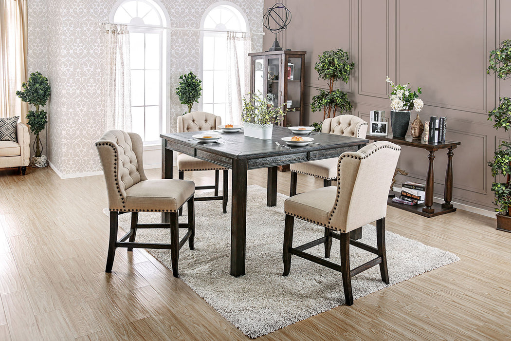 Sania III Antique Black, Ivory 7 Pc. Counter Ht. Table Set - Premium Dining Room Set from FOA East - Just $1577.55! Shop now at Furniture Wholesale Plus  We are the best furniture store in Nashville, Hendersonville, Goodlettsville, Madison, Antioch, Mount Juliet, Lebanon, Gallatin, Springfield, Murfreesboro, Franklin, Brentwood
