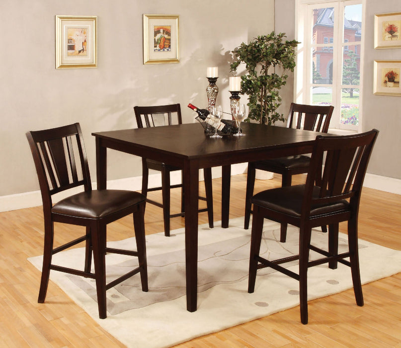 Bridgette II Espresso 5 Pc. Square Counter Ht. Table Set - Premium Dining Room Set from FOA East - Just $678.60! Shop now at Furniture Wholesale Plus  We are the best furniture store in Nashville, Hendersonville, Goodlettsville, Madison, Antioch, Mount Juliet, Lebanon, Gallatin, Springfield, Murfreesboro, Franklin, Brentwood