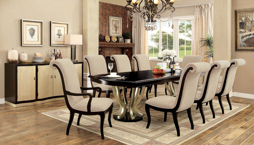 Ornette Espresso/Champagne 9 Pc. Dining Table Set (2AC+6SC) - Premium Dining Room Set from FOA East - Just $3285.75! Shop now at Furniture Wholesale Plus  We are the best furniture store in Nashville, Hendersonville, Goodlettsville, Madison, Antioch, Mount Juliet, Lebanon, Gallatin, Springfield, Murfreesboro, Franklin, Brentwood