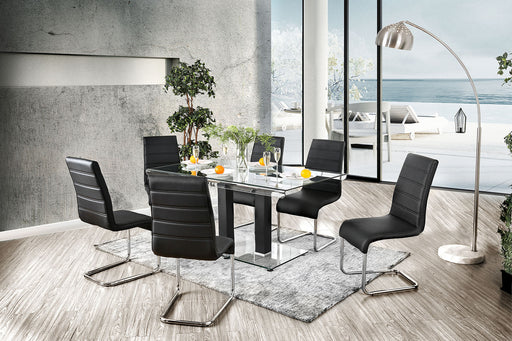 Richfield Black/Chrome 7 Pc. Dining Table Set - Premium Dining Room Set from FOA East - Just $1692.60! Shop now at Furniture Wholesale Plus  We are the best furniture store in Nashville, Hendersonville, Goodlettsville, Madison, Antioch, Mount Juliet, Lebanon, Gallatin, Springfield, Murfreesboro, Franklin, Brentwood