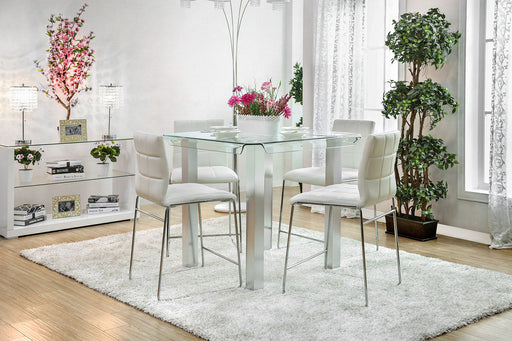 Richfield II Silver/Chrome 5 Pc. Counter Ht. Dining Table Set - Premium Dining Room Set from FOA East - Just $1290.90! Shop now at Furniture Wholesale Plus  We are the best furniture store in Nashville, Hendersonville, Goodlettsville, Madison, Antioch, Mount Juliet, Lebanon, Gallatin, Springfield, Murfreesboro, Franklin, Brentwood