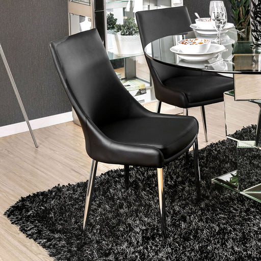 Izzy Silver/Black Side Chair, Black (2/CTN) - Premium Dining Chair from FOA East - Just $425.10! Shop now at Furniture Wholesale Plus  We are the best furniture store in Nashville, Hendersonville, Goodlettsville, Madison, Antioch, Mount Juliet, Lebanon, Gallatin, Springfield, Murfreesboro, Franklin, Brentwood
