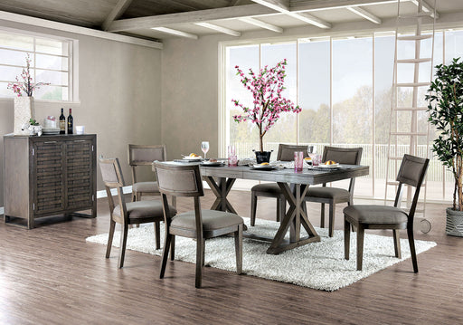 Leeds Gray 7 Pc. Dining Table Set - Premium Dining Room Set from FOA East - Just $1593.15! Shop now at Furniture Wholesale Plus (Nashville,TN)  We are the best furniture store in Nashville, Hendersonville, Goodlettsville, Madison, Antioch, Mount Juliet, Lebanon, Gallatin, Springfield, Murfreesboro, Franklin, Brentwood