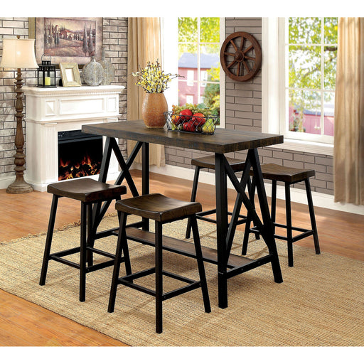 Lainey Medium Weathered Oak/Black 5 Pc. Bar Table Set - Premium Dining Room Set from FOA East - Just $657.15! Shop now at Furniture Wholesale Plus  We are the best furniture store in Nashville, Hendersonville, Goodlettsville, Madison, Antioch, Mount Juliet, Lebanon, Gallatin, Springfield, Murfreesboro, Franklin, Brentwood