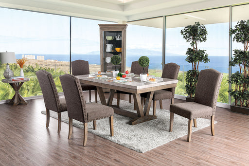 Bridgen Natural 6 Pc. Dining Table Set w/ Bench - Premium Dining Room Set from FOA East - Just $1714.05! Shop now at Furniture Wholesale Plus  We are the best furniture store in Nashville, Hendersonville, Goodlettsville, Madison, Antioch, Mount Juliet, Lebanon, Gallatin, Springfield, Murfreesboro, Franklin, Brentwood