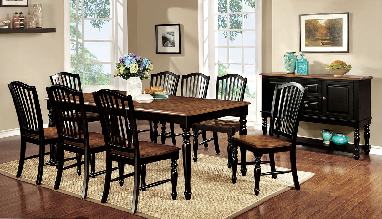 MAYVILLE Black/Antique Oak 7 Pc. Dining Table Set - Premium Dining Room Set from FOA East - Just $1404! Shop now at Furniture Wholesale Plus  We are the best furniture store in Nashville, Hendersonville, Goodlettsville, Madison, Antioch, Mount Juliet, Lebanon, Gallatin, Springfield, Murfreesboro, Franklin, Brentwood