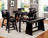 HURLEY Black 5 Pc. Counter Ht. Table Set + Bench - Premium Dining Room Set from FOA East - Just $1521! Shop now at Furniture Wholesale Plus  We are the best furniture store in Nashville, Hendersonville, Goodlettsville, Madison, Antioch, Mount Juliet, Lebanon, Gallatin, Springfield, Murfreesboro, Franklin, Brentwood