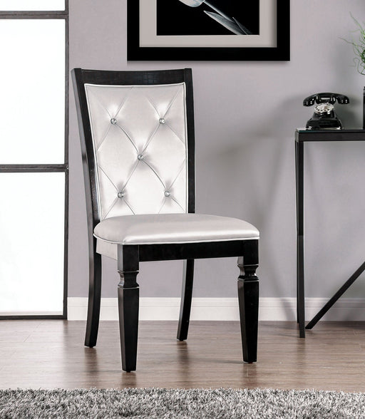 Alena Black/Silver Side Chair (2/CTN) - Premium Dining Chair from FOA East - Just $354.90! Shop now at Furniture Wholesale Plus  We are the best furniture store in Nashville, Hendersonville, Goodlettsville, Madison, Antioch, Mount Juliet, Lebanon, Gallatin, Springfield, Murfreesboro, Franklin, Brentwood
