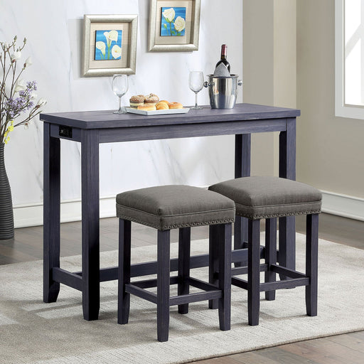 CAERLEON 3 Pc. Counter Ht. Table Set, Blue - Premium Dining Room Set from FOA East - Just $421.20! Shop now at Furniture Wholesale Plus  We are the best furniture store in Nashville, Hendersonville, Goodlettsville, Madison, Antioch, Mount Juliet, Lebanon, Gallatin, Springfield, Murfreesboro, Franklin, Brentwood
