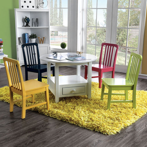 Casey White 5 Pc. Kids Round Table Set - Premium Dining Room Set from FOA East - Just $466.05! Shop now at Furniture Wholesale Plus  We are the best furniture store in Nashville, Hendersonville, Goodlettsville, Madison, Antioch, Mount Juliet, Lebanon, Gallatin, Springfield, Murfreesboro, Franklin, Brentwood
