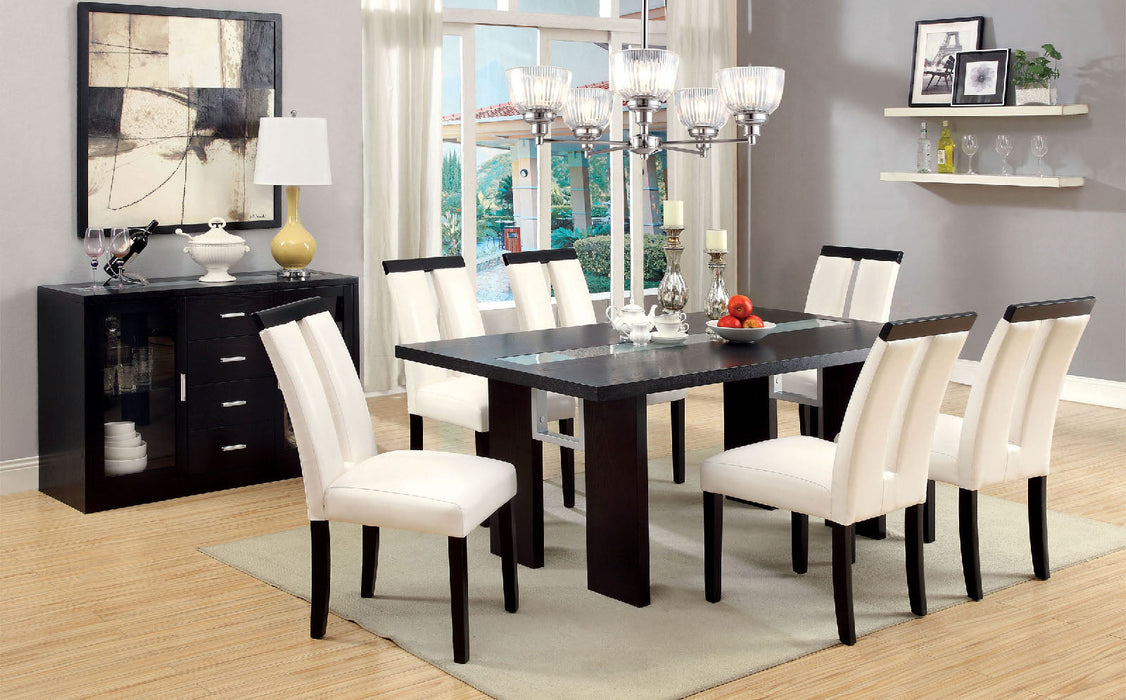 Luminar Black Glass-Insert Dining Table - Premium Dining Table from FOA East - Just $725.40! Shop now at Furniture Wholesale Plus  We are the best furniture store in Nashville, Hendersonville, Goodlettsville, Madison, Antioch, Mount Juliet, Lebanon, Gallatin, Springfield, Murfreesboro, Franklin, Brentwood