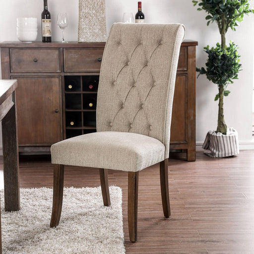 Marshall Beige/Rustic Oak Side Chair (2/CTN) - Premium Dining Chair from FOA East - Just $354.90! Shop now at Furniture Wholesale Plus  We are the best furniture store in Nashville, Hendersonville, Goodlettsville, Madison, Antioch, Mount Juliet, Lebanon, Gallatin, Springfield, Murfreesboro, Franklin, Brentwood