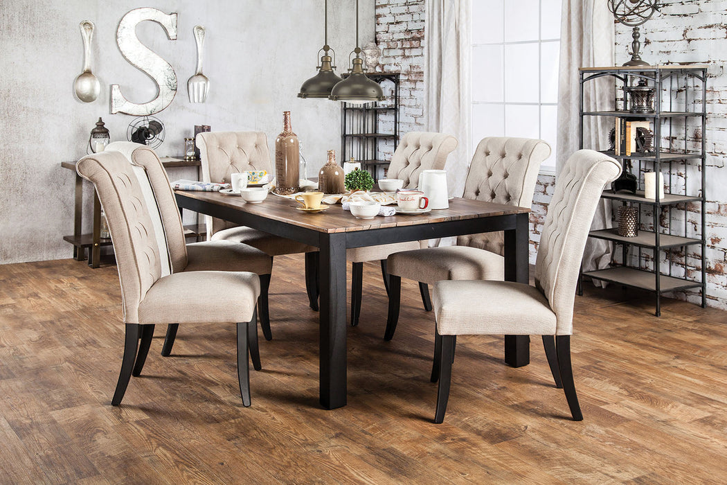 MARSHALL Rustic Oak, Beige 7 Pc. Dining Table Set - Premium Dining Room Set from FOA East - Just $1669.20! Shop now at Furniture Wholesale Plus  We are the best furniture store in Nashville, Hendersonville, Goodlettsville, Madison, Antioch, Mount Juliet, Lebanon, Gallatin, Springfield, Murfreesboro, Franklin, Brentwood