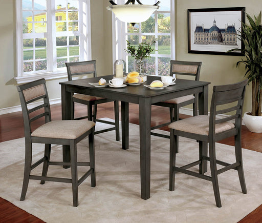 Fafnir Weathered Gray/Beige 5 Pc. Counter Ht. Table Set - Premium Dining Room Set from FOA East - Just $585! Shop now at Furniture Wholesale Plus  We are the best furniture store in Nashville, Hendersonville, Goodlettsville, Madison, Antioch, Mount Juliet, Lebanon, Gallatin, Springfield, Murfreesboro, Franklin, Brentwood
