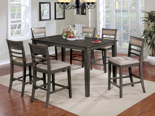 Fafnir Weathered Gray/Beige 7 Pc. Counter Ht. Table Set - Premium Dining Room Set from FOA East - Just $865.80! Shop now at Furniture Wholesale Plus  We are the best furniture store in Nashville, Hendersonville, Goodlettsville, Madison, Antioch, Mount Juliet, Lebanon, Gallatin, Springfield, Murfreesboro, Franklin, Brentwood