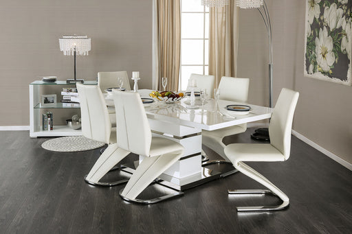 Midvale White/Chrome Dining Table - Premium Dining Table from FOA East - Just $1335.75! Shop now at Furniture Wholesale Plus  We are the best furniture store in Nashville, Hendersonville, Goodlettsville, Madison, Antioch, Mount Juliet, Lebanon, Gallatin, Springfield, Murfreesboro, Franklin, Brentwood