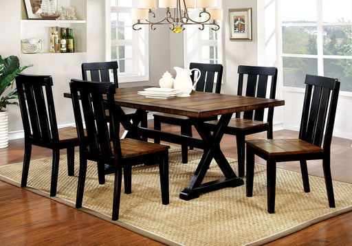 ALANA Antique Oak/Black 7 Pc. Dining Table Set - Premium Dining Room Set from FOA East - Just $1222.65! Shop now at Furniture Wholesale Plus  We are the best furniture store in Nashville, Hendersonville, Goodlettsville, Madison, Antioch, Mount Juliet, Lebanon, Gallatin, Springfield, Murfreesboro, Franklin, Brentwood