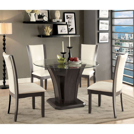MANHATTAN I Gray 7 Pc. Round Dining Table Set - Premium Dining Room Set from FOA East - Just $963.30! Shop now at Furniture Wholesale Plus  We are the best furniture store in Nashville, Hendersonville, Goodlettsville, Madison, Antioch, Mount Juliet, Lebanon, Gallatin, Springfield, Murfreesboro, Franklin, Brentwood