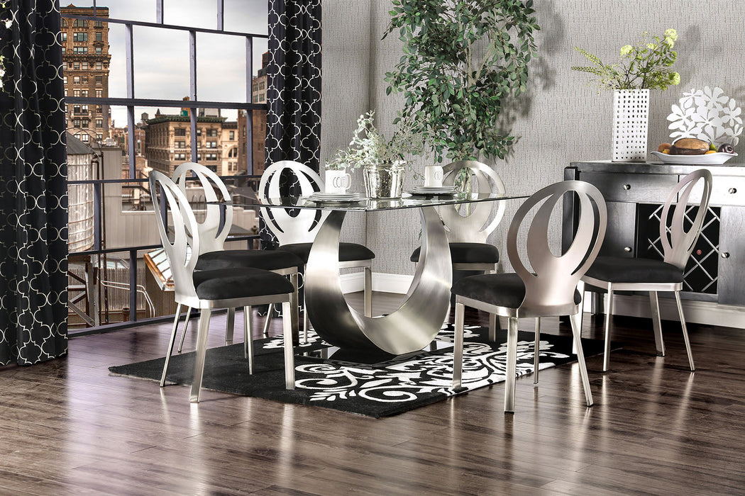 ORLA Silver/Black Dining Table - Premium Dining Table from FOA East - Just $1263.60! Shop now at Furniture Wholesale Plus  We are the best furniture store in Nashville, Hendersonville, Goodlettsville, Madison, Antioch, Mount Juliet, Lebanon, Gallatin, Springfield, Murfreesboro, Franklin, Brentwood