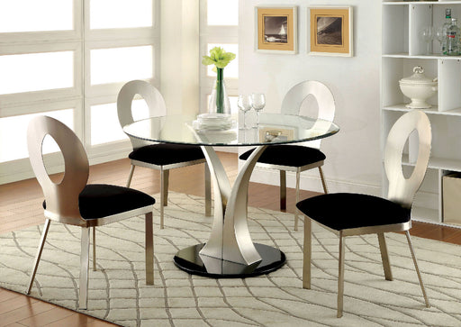 VALO Silver/Black Round Dining Table - Premium Dining Table from FOA East - Just $629.85! Shop now at Furniture Wholesale Plus  We are the best furniture store in Nashville, Hendersonville, Goodlettsville, Madison, Antioch, Mount Juliet, Lebanon, Gallatin, Springfield, Murfreesboro, Franklin, Brentwood