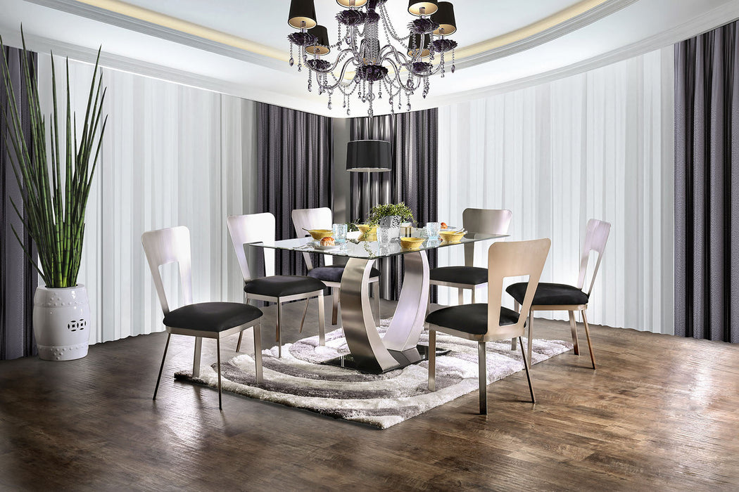 NOVA Silver/Black 7 Pc. Dining Table Set - Premium Dining Room Set from FOA East - Just $2700.75! Shop now at Furniture Wholesale Plus  We are the best furniture store in Nashville, Hendersonville, Goodlettsville, Madison, Antioch, Mount Juliet, Lebanon, Gallatin, Springfield, Murfreesboro, Franklin, Brentwood