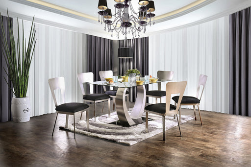 NOVA Silver/Black 7 Pc. Dining Table Set - Premium Dining Room Set from FOA East - Just $2700.75! Shop now at Furniture Wholesale Plus  We are the best furniture store in Nashville, Hendersonville, Goodlettsville, Madison, Antioch, Mount Juliet, Lebanon, Gallatin, Springfield, Murfreesboro, Franklin, Brentwood