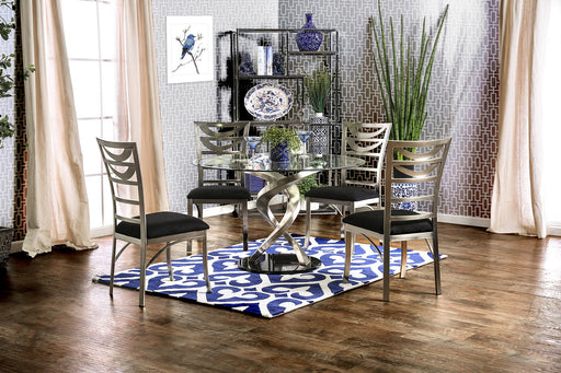 ROXO Silver/Black 5 Pc. Dining Table Set - Premium Dining Room Set from FOA East - Just $1922.70! Shop now at Furniture Wholesale Plus  We are the best furniture store in Nashville, Hendersonville, Goodlettsville, Madison, Antioch, Mount Juliet, Lebanon, Gallatin, Springfield, Murfreesboro, Franklin, Brentwood