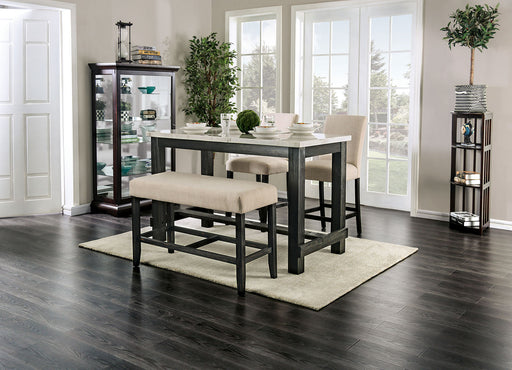 BRULE 4 Pc. Counter Ht. Dining Table Set W/ Bench - Premium Dining Room Set from FOA East - Just $1144.65! Shop now at Furniture Wholesale Plus  We are the best furniture store in Nashville, Hendersonville, Goodlettsville, Madison, Antioch, Mount Juliet, Lebanon, Gallatin, Springfield, Murfreesboro, Franklin, Brentwood