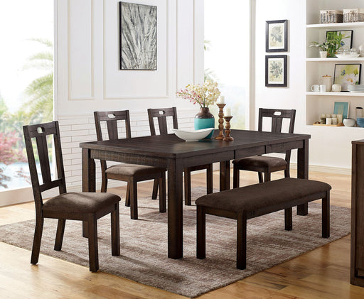 BURTON 6 Pc. Dining Table Set w/ Bench - Premium Dining Room Set from FOA East - Just $1220.70! Shop now at Furniture Wholesale Plus  We are the best furniture store in Nashville, Hendersonville, Goodlettsville, Madison, Antioch, Mount Juliet, Lebanon, Gallatin, Springfield, Murfreesboro, Franklin, Brentwood