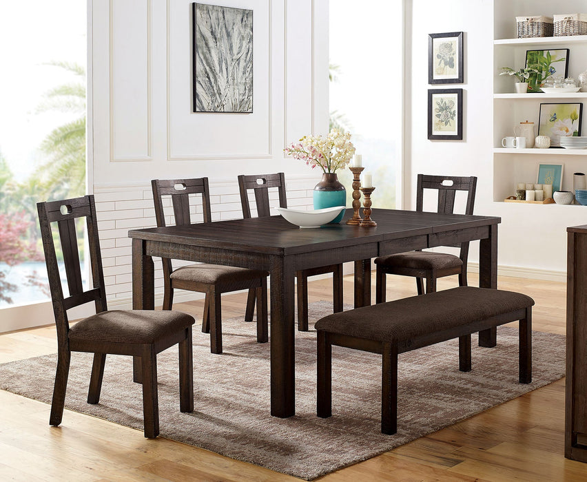 BURTON 6 Pc. Dining Table Set w/ Bench - Premium Dining Room Set from FOA East - Just $1220.70! Shop now at Furniture Wholesale Plus  We are the best furniture store in Nashville, Hendersonville, Goodlettsville, Madison, Antioch, Mount Juliet, Lebanon, Gallatin, Springfield, Murfreesboro, Franklin, Brentwood